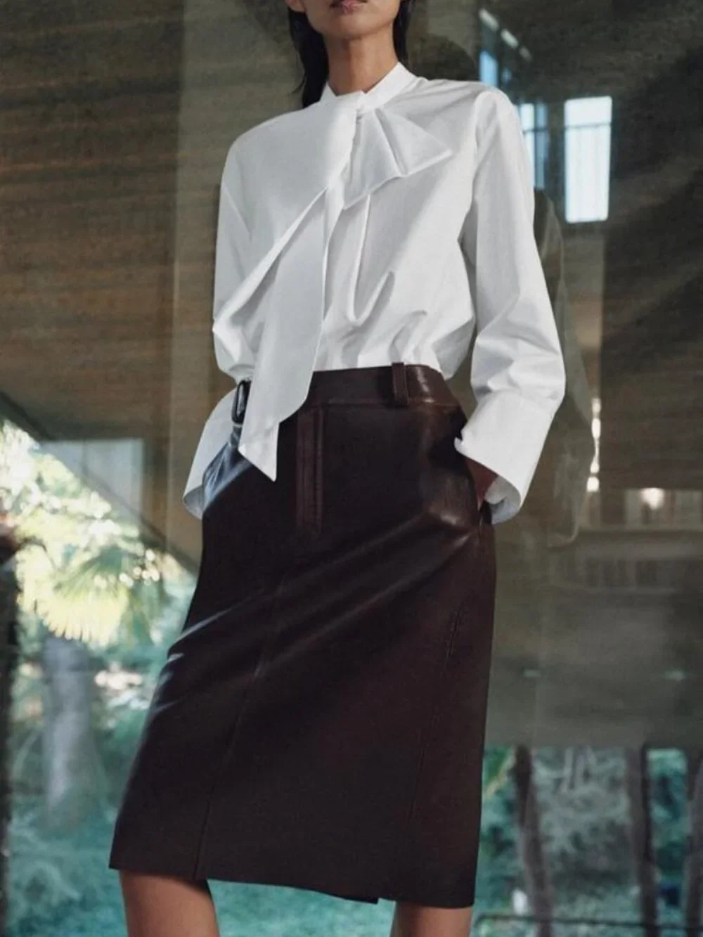 NWT ZARA ZW COLLECTION LIMITED EDITION LEATHER‎ MIDI SKIRT